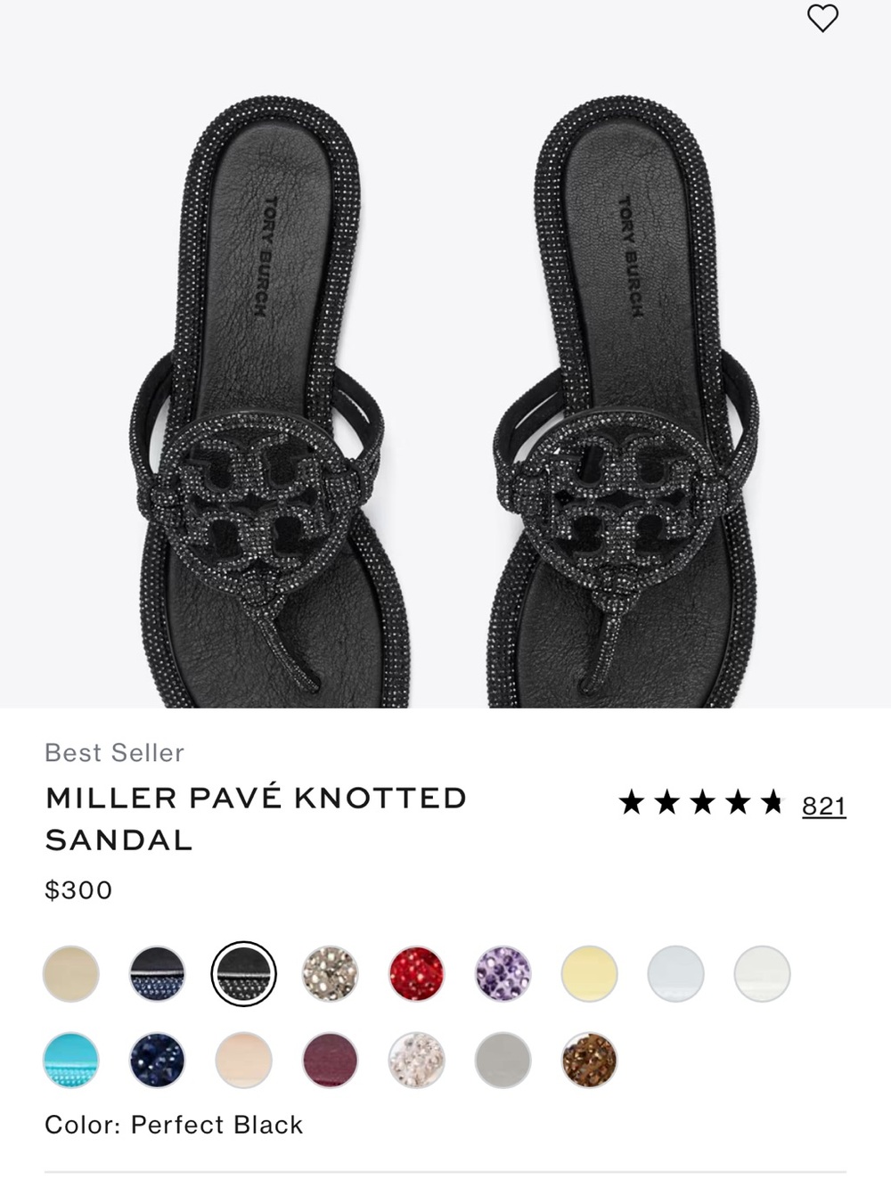 NWT Tory Burch Miller Pavé Crystal Knotted Sandals in Perfect Black Size 8 - Picture 11 of 11